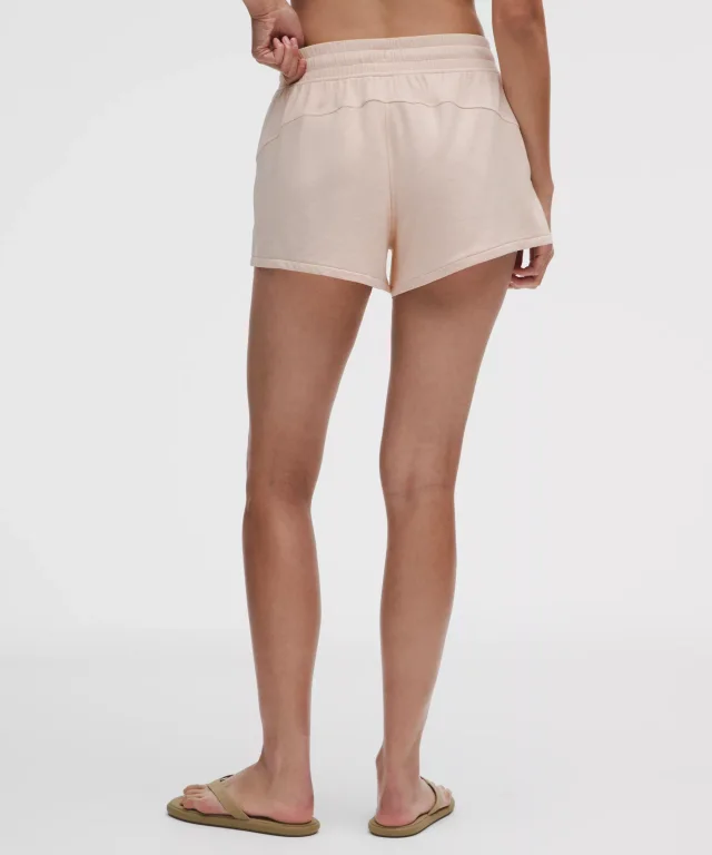 lululemon BeCalm Mid-Rise Wide-Waistband Short 3" in Heathered Breakfast Tea, photo 3 of 6 from lululemon