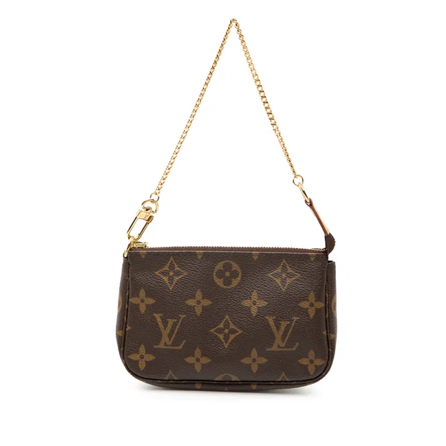 Brown Louis Vuitton Monogram Mini Pochette Accessoires Handbag in Brown Coated canvas from Designer Revival