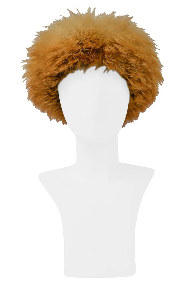 Saint Laurent Red Fox Fur & Brown Velvet Hat in Brown Velvet from Resurrection Vintage
