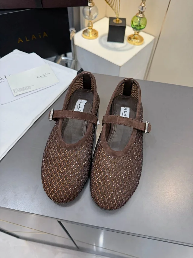 Alaïa Alaa Dark Brown Rhinestone Ballet Flats in brown|red Suede from Poshmark