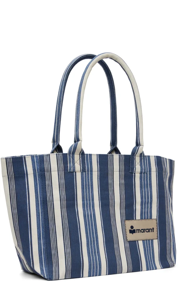 Isabel Marant Navy & White Yenky Zipped Tote, photo 2 of 4 from SSENSE