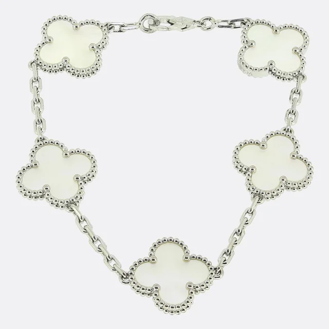 Van Cleef & Arpels Vintage Alhambra Five Motif Mother of Pearl Bracelet from The Vintage Jeweller