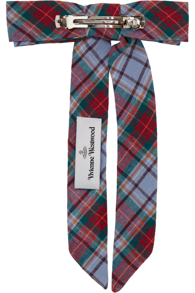 Vivienne Westwood Red & Purple Tartan Hair Clip, photo 2 of 3 from SSENSE