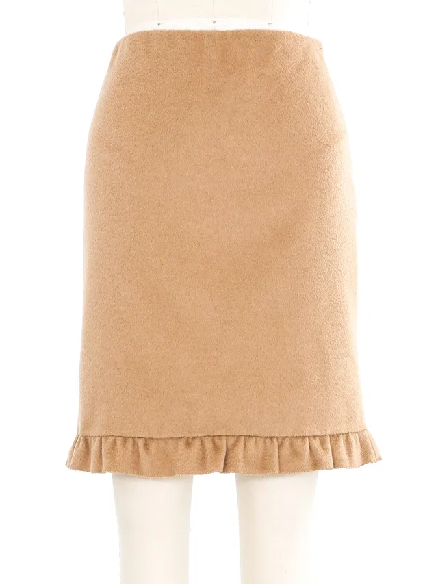 Prada Ruffle Trim Felted Skirt from Arcade Vintage