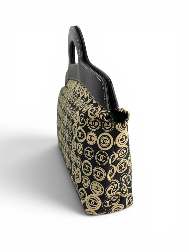 Chanel Vintage CC Motif Jersey Frame Bag in Leather from Season 2 Consign, photo 3 of 11