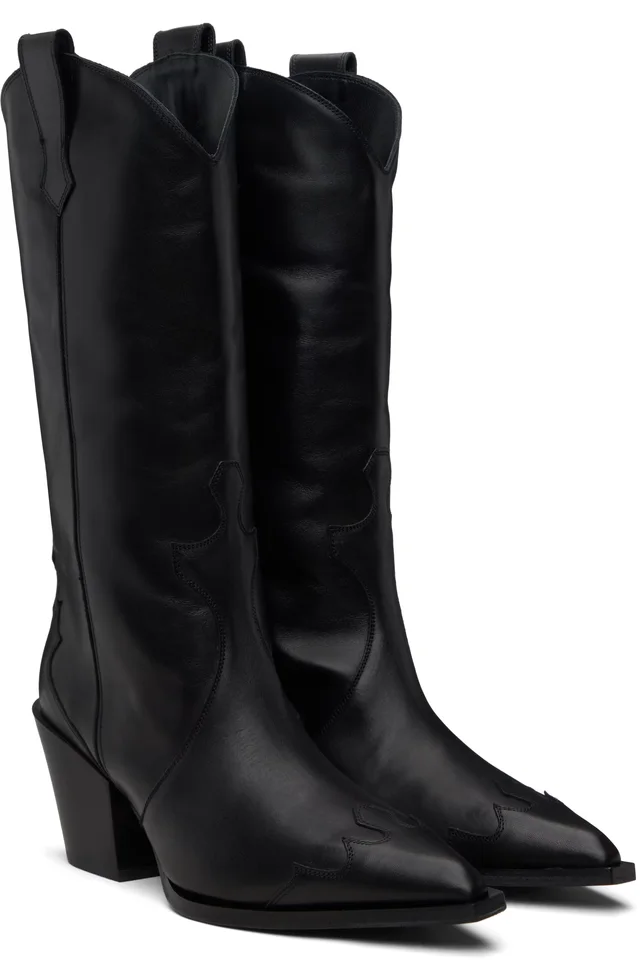 Aeyde Black Ariel Cowboy Boots, photo 4 of 5 from SSENSE