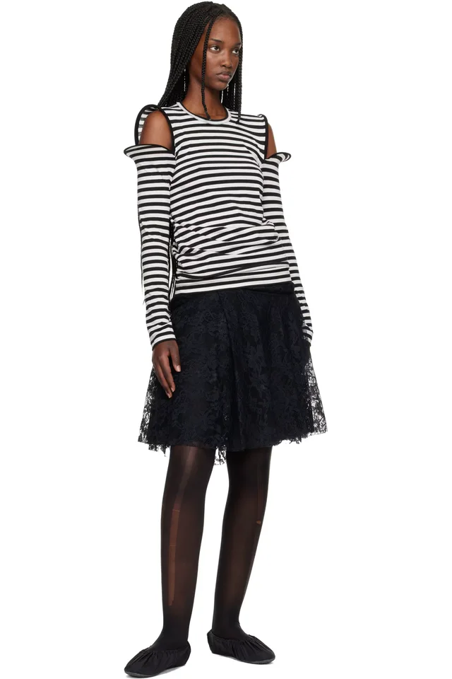 Junya Watanabe Black & White Stripe Jersey T-shirt, photo 4 of 4 from SSENSE