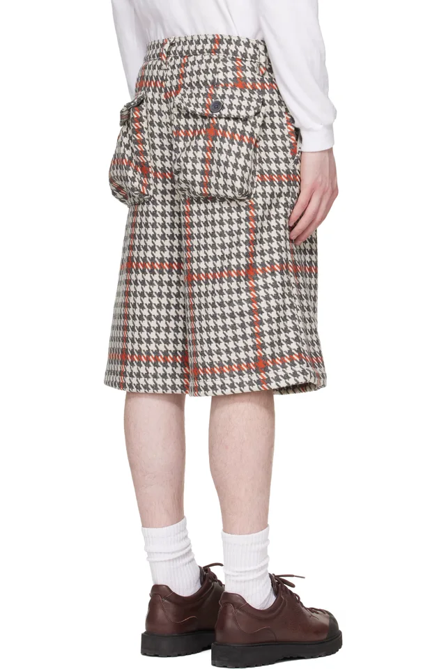 Reese Cooper White & Gray Wool Houndstooth Patch Pocket Shorts, photo 3 of 4 from SSENSE