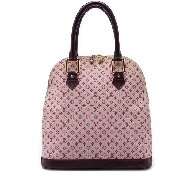 Red Louis Vuitton Monogram Mini Lin Alma Haut Handbag in Red Canvas from Designer Revival