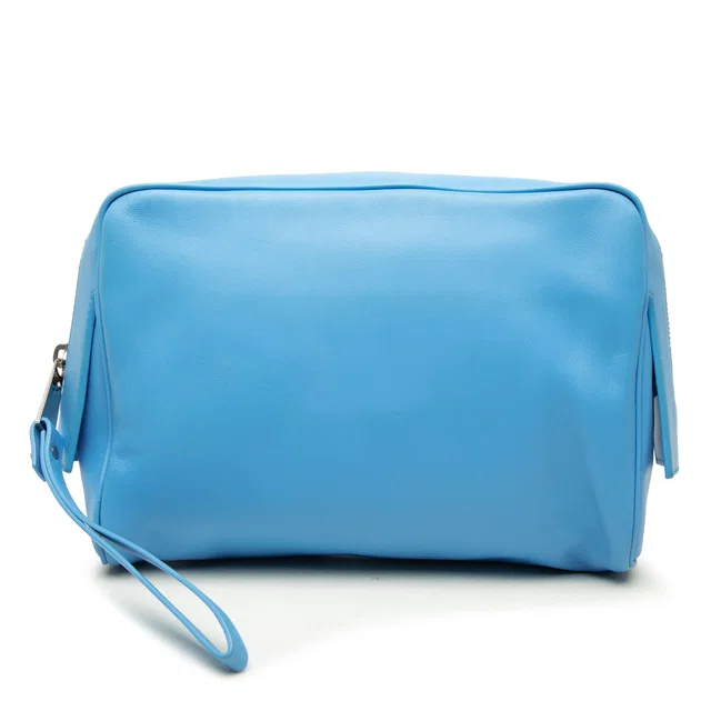 Blue Bottega Veneta Leather Clutch in Blue Leather from Designer Revival