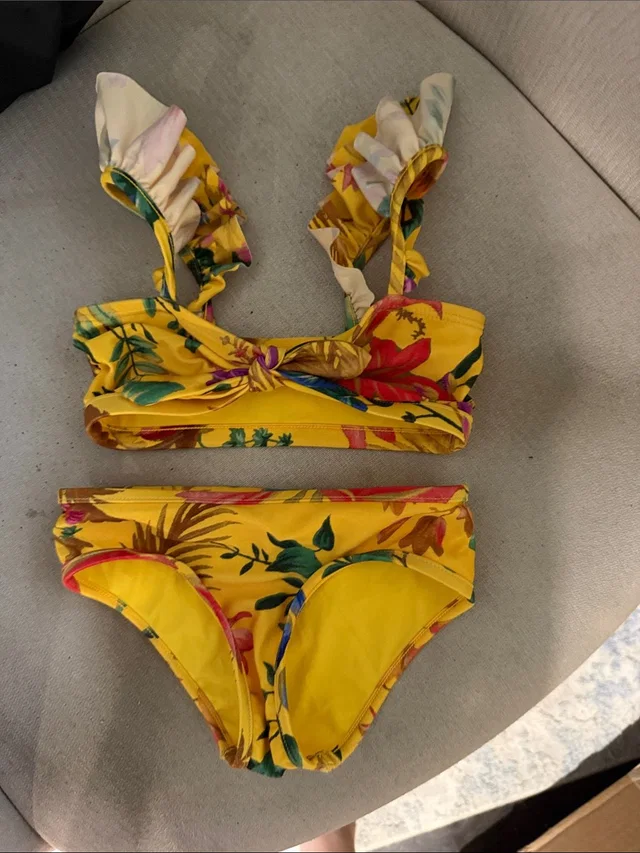 Zimmermann Yellow Floral Knot Bikini Top in yellow|red from Poshmark