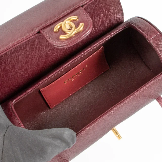 Chanel 26P Burgundy Caviar Preppy Coco Small Bowling Bag in Burgundy Caviar leather from Labellov, photo 7 of 7