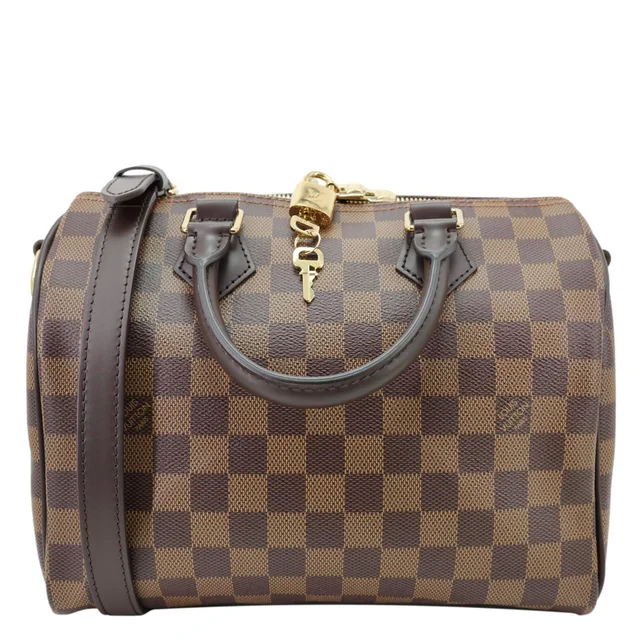 Louis Vuitton Speedy 25 Bandouliere Damier Ebene Shoulder Bag Brown in Brown Coated canvas from Dallas Designer Handbags