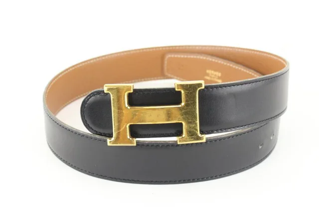 Hermès Black x Brown 32mm Reversible H Logo Belt Kit in Black from Bagriculture