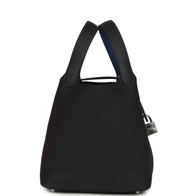 Hermès Picotin Lock Eclat 18 Bleu Nuit Clemence and Bleu France Swift Palladium Hardware in Navy Clemence leather from Madison Avenue Couture, photo 2 of 2