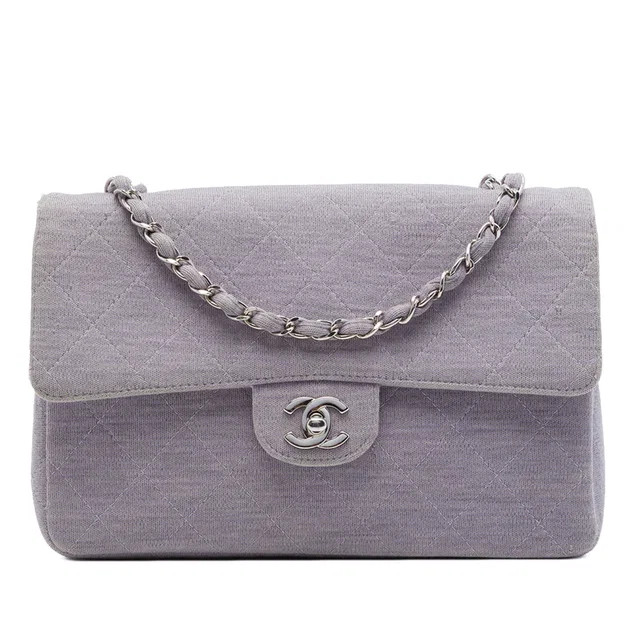 Purple Chanel Medium Classic Jersey Single Flap Shoulder Bag in Purple Woven leather from Designer Revival