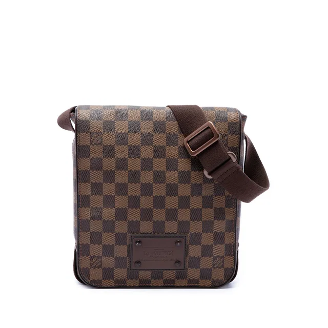Brown Louis Vuitton Damier Ebene Brooklyn PM Crossbody Bag in Brown Canvas from Designer Revival