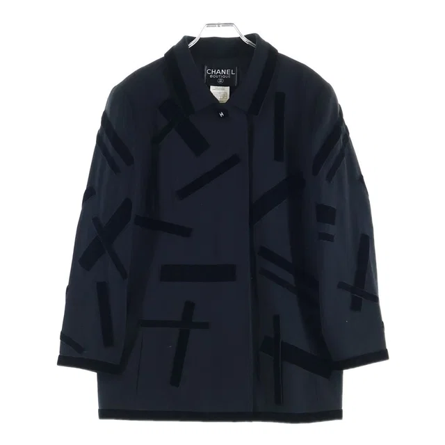 Chanel Vintage Velvet Tape Designed Jacket Designjacket Black in Black Velvet from The Reluxe