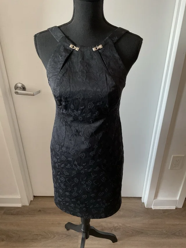 Vtg Versace Jeans Couture Black Floral Jacquard Brocade Cocktail Dress It 44 Us8 in black from Poshmark