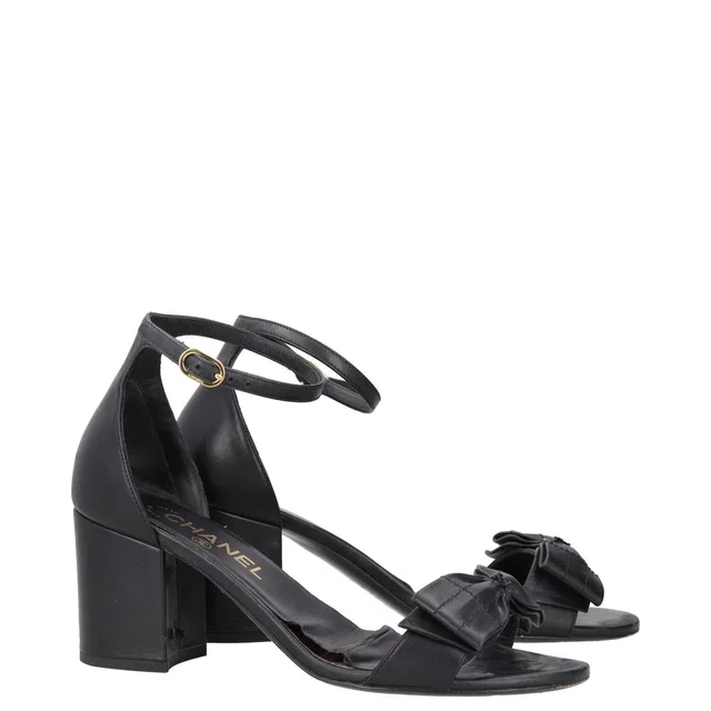 Chanel Interlocking CC Logo Bow Sandals in Lambskin from HEWI