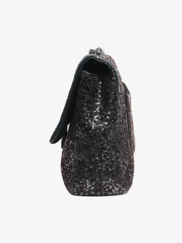 Chanel Black 2011 jumbo sequin-embellished Classic Single Flap bag in Black Lambskin from Sign of the Times, photo 3 of 8