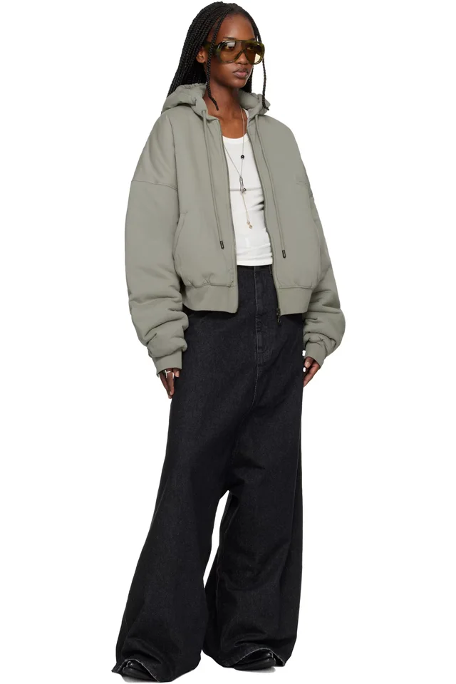 LU'U DAN Gray Wadded Hoodie, photo 4 of 4 from SSENSE
