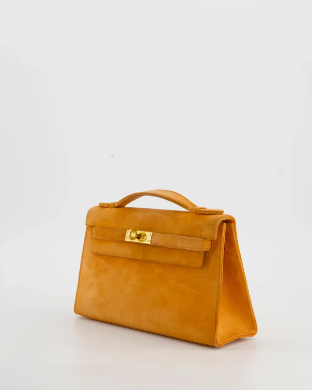 Hermès Vintage Mini Kelly Pochette Bag in Orange Calfskin from Sellier, photo 10 of 23