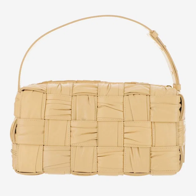 Bottega Veneta Brick Cassette Shoulder Bag — Beige Lambskin in Beige Lambskin from HEWI