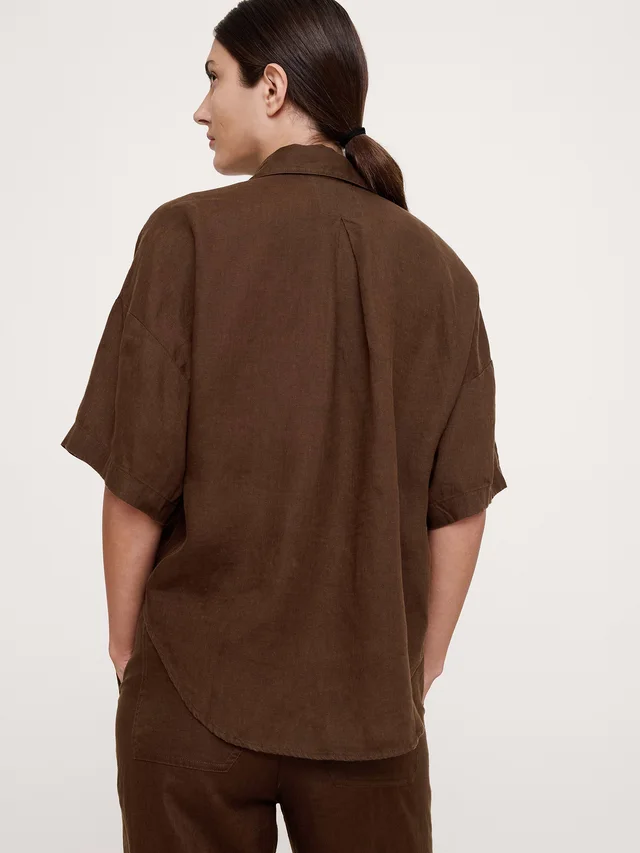 Banana Republic Linen Short-Sleeve Shirt in Reddish Brown, photo 2 of 6 from Banana Republic (Canada)