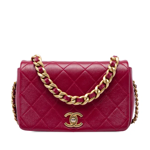 Pink Chanel Small Quilted Shiny Lambskin Fashion Therapy Flap Satchel in Pink Lambskin from Designer Revival