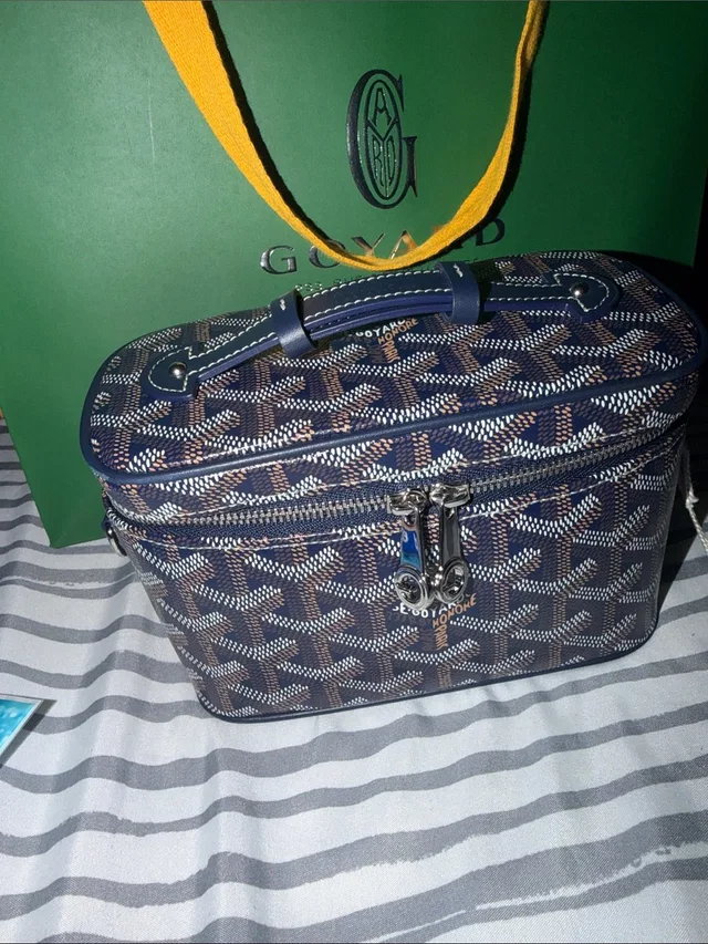 Goyard Navy, Brown And White Patterned Crossbody Vanity Bag in blue from Poshmark