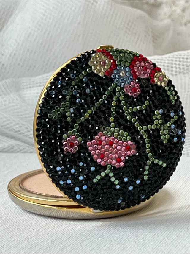 Judith Leiber Vintage Floral Crystal Compact, Euc in black|pink from Poshmark