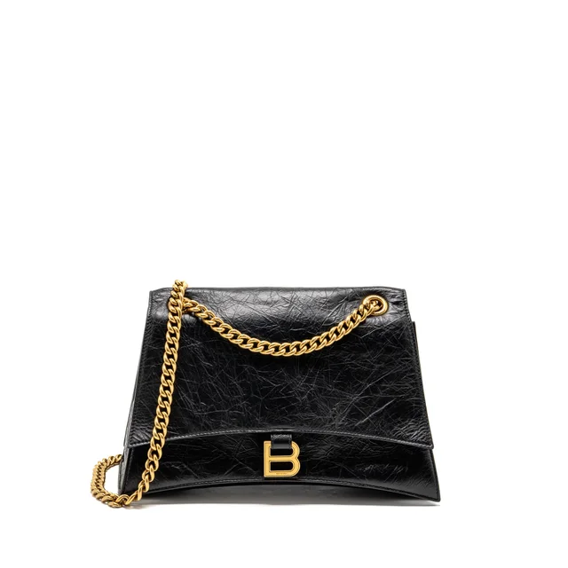Balenciaga Medium Women’s Crush Chain Bag Calfskin Black GHW in Black Calfskin from EMIER
