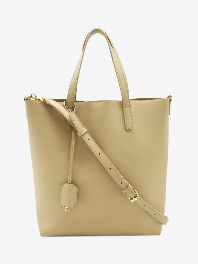 Saint Laurent Neutral Toy Shopping leather tote bag in Leather from Sign of the Times