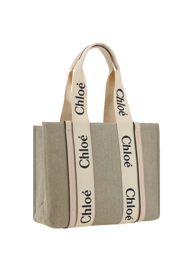 Chloé Woody Shoulder Bag — Beige Linen in Beige Woven leather from HEWI, photo 2 of 2