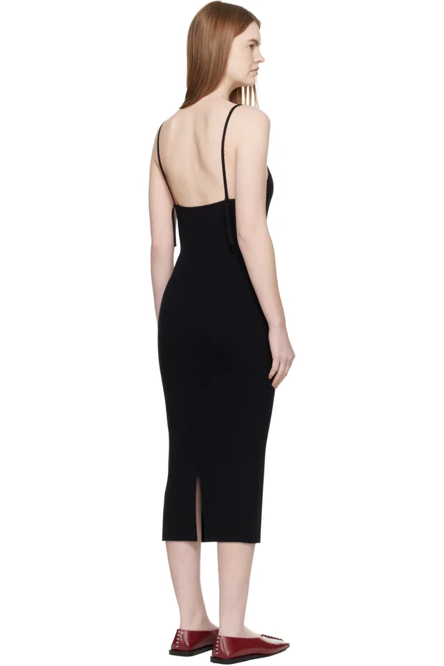 Jil Sander Black Merino Wool Fine Rib Midi Dress, photo 3 of 4 from SSENSE