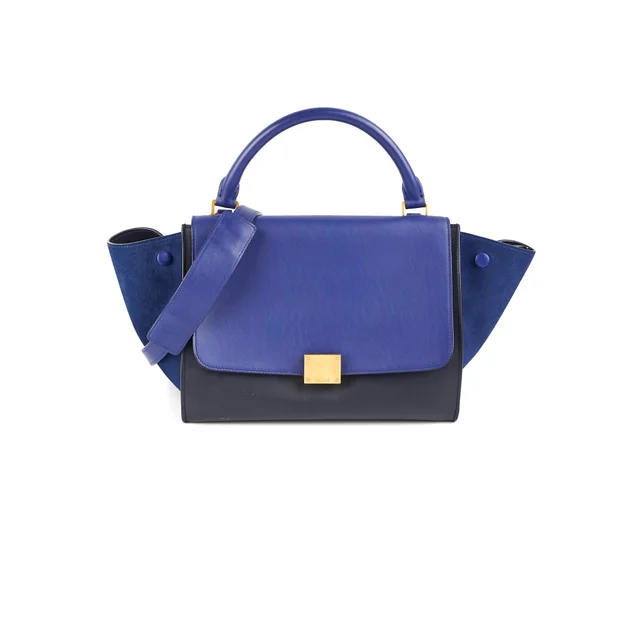 Celine Small Trapeze Blue/Black in Black Leather from The Purse Affair