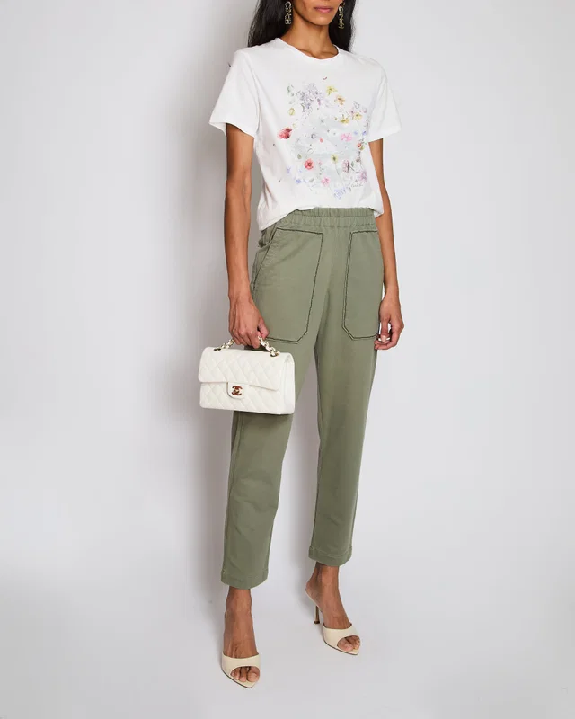 Brunello Cucinelli Khaki Tracksuit Pants with Embellished Trim Detail Size IT 36 (UK 4) in Green from Sellier