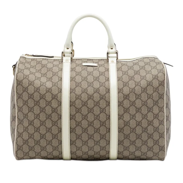 White Gucci Large GG Supreme Joy Boston Bag in White Coated canvas from Designer Revival
