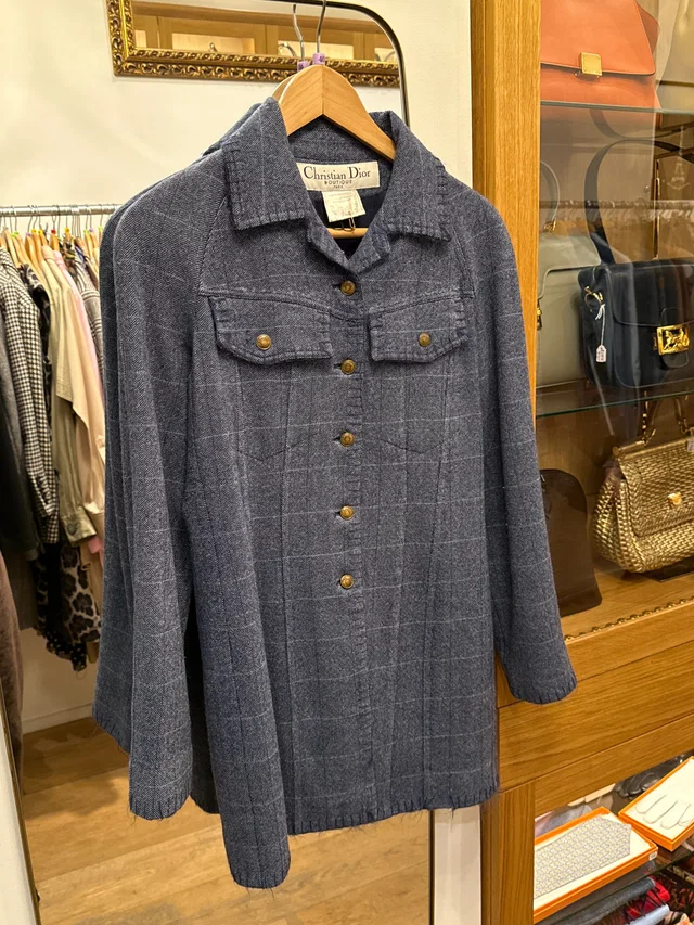 Dior Long Plaid Wool Jacket in Wool from Luxury Promise