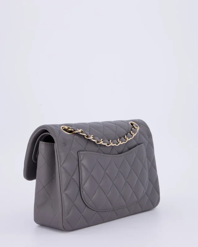 Chanel Dark Grey Small Classic Double Flap Bag in Grey Lambskin from Sellier, photo 8 of 12