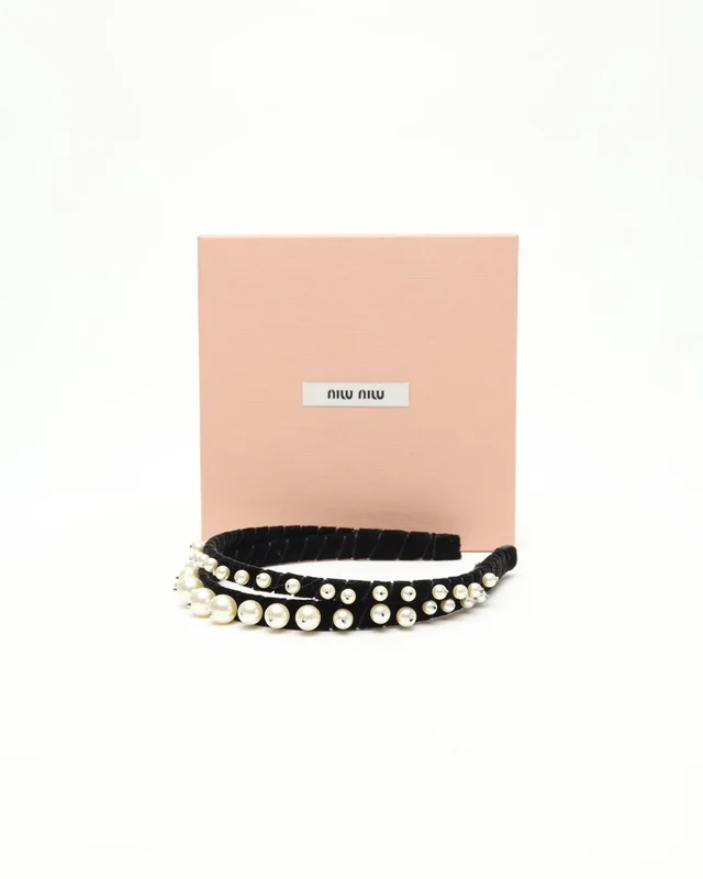 Miu Miu Pearl Velour Headband from A Retro Tale, photo 2 of 5