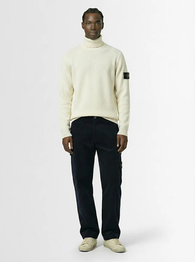 Stone Island Straight Trousers with Applied Pocket in 0% Cotton, photo 2 of 4 from LUISAVIAROMA