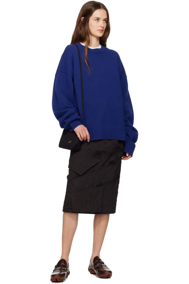 ADER error Black Raw Edge Midi Skirt, photo 4 of 4 from SSENSE