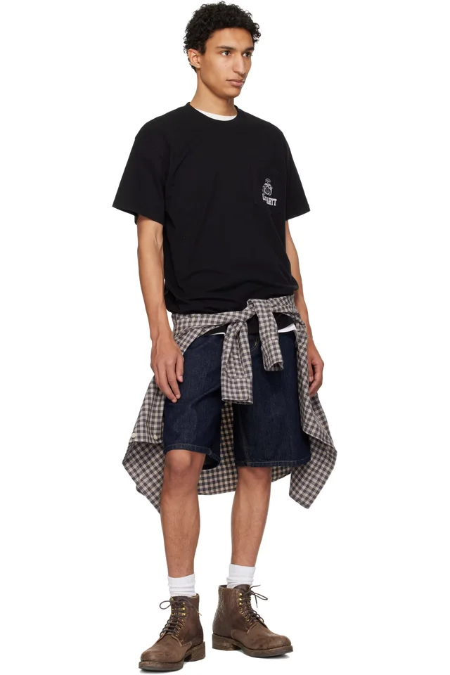 Carhartt Work In Progress Blue Single Knee Denim Shorts, photo 4 of 4 from SSENSE