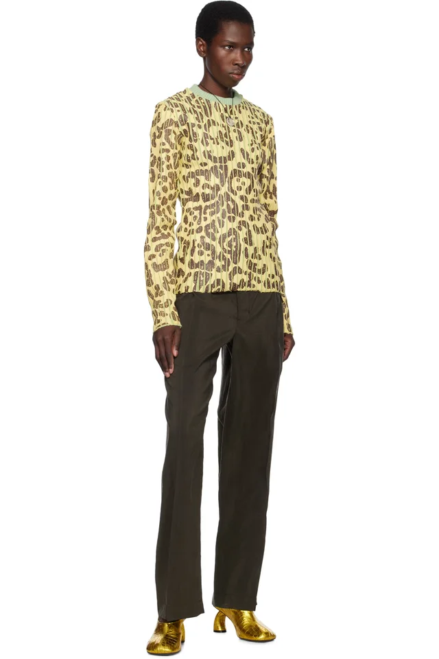 Stanley Raffington Yellow & Green Leopard Print Plated Knit Crewneck Sweater, photo 4 of 4 from SSENSE