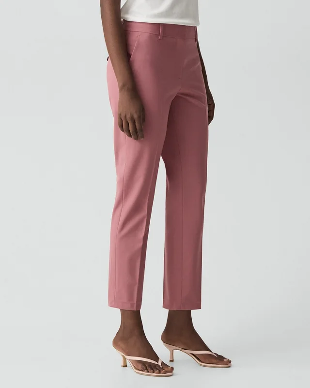 Theory Treeca Pant in Good Wool in DUSTY ROSE 96% Wool, 4% Elastane, photo 4 of 10 from Theory
