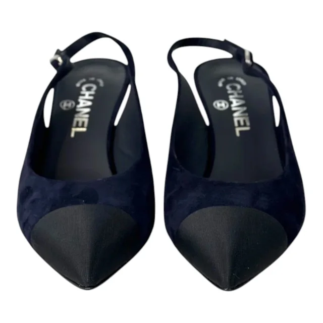 Chanel Blue Slingback Shoes - Size 37.5 in Blue from Luxury Promise, photo 2 of 2