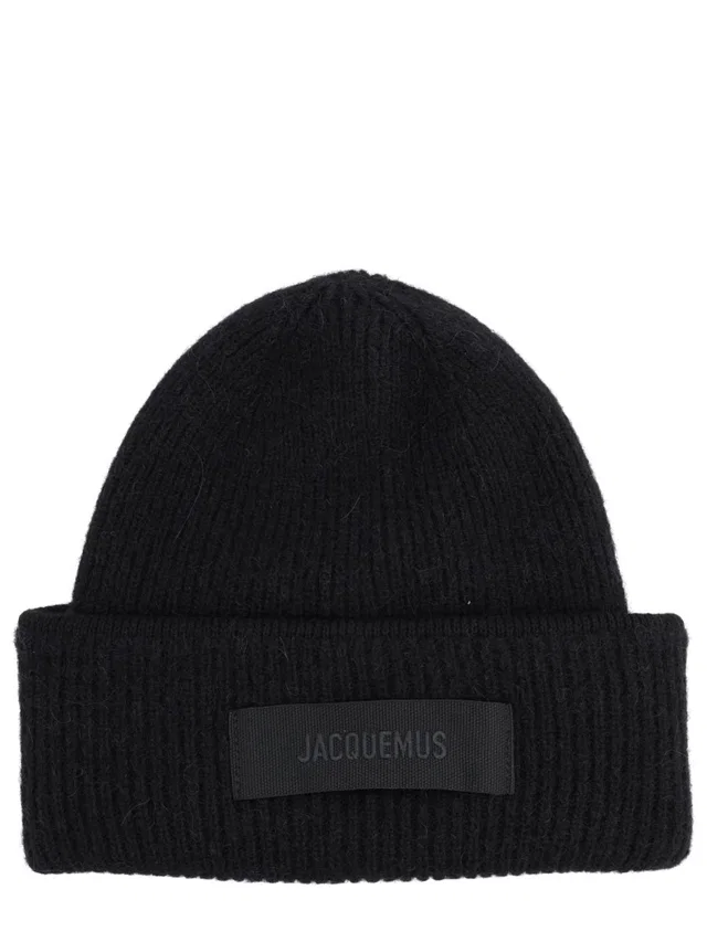 Jacquemus Acu00666ak0_0227990 Alpaca Wool Grosgrain Flat Cap — Black Caps in Black Wool from HEWI