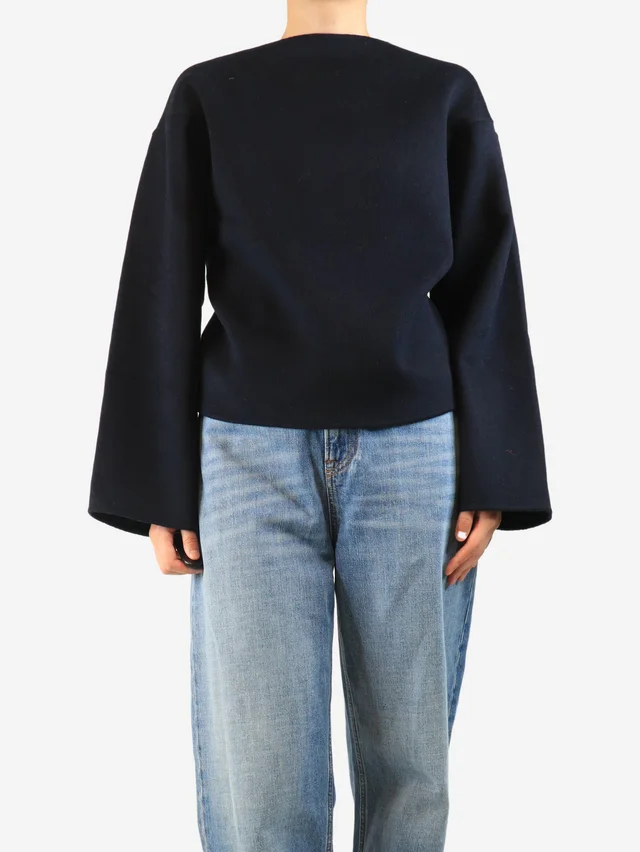 TOTEME Navy wool long sleeve top - size UK 8 in Navy Wool from Sign of the Times